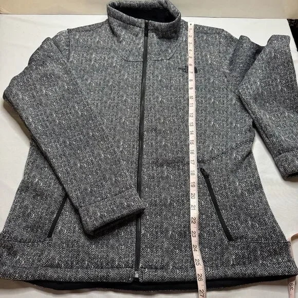The North Face Women’s Large Jacket Gray Herringbone Softshell Fleece Zip Up - Picture 8 of 11